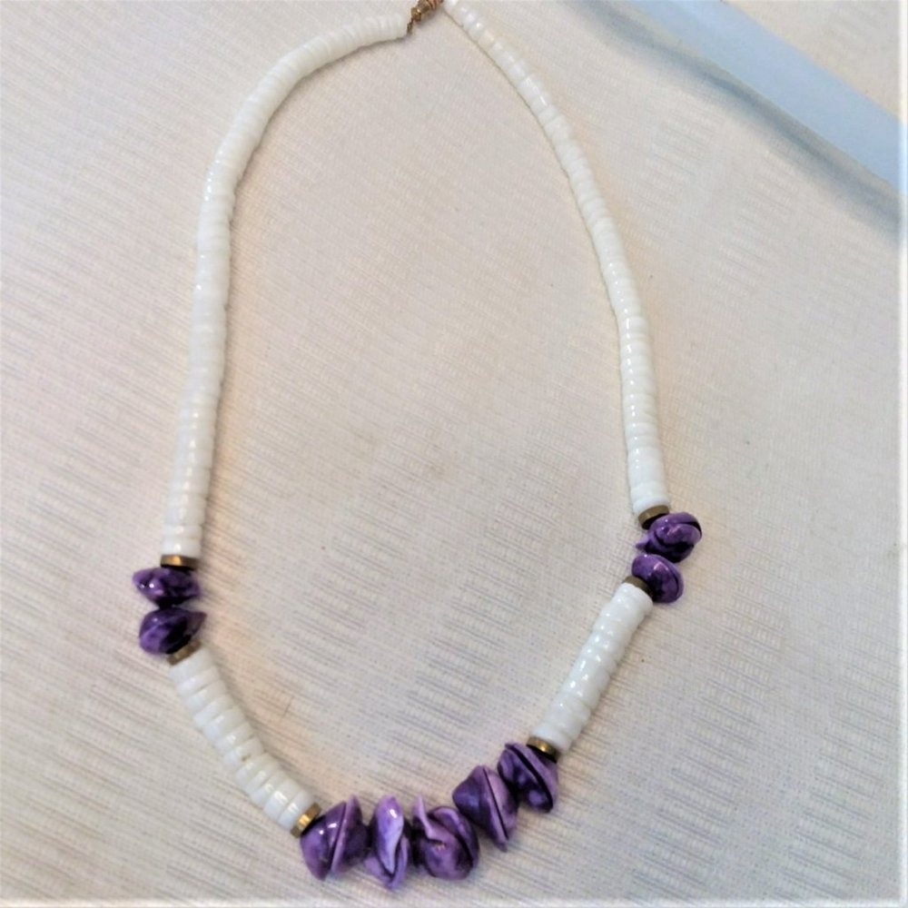 Necklace Choker Puka Shell Vintage BOHO 80's Surfer Tropical Stlish Trendy Retro